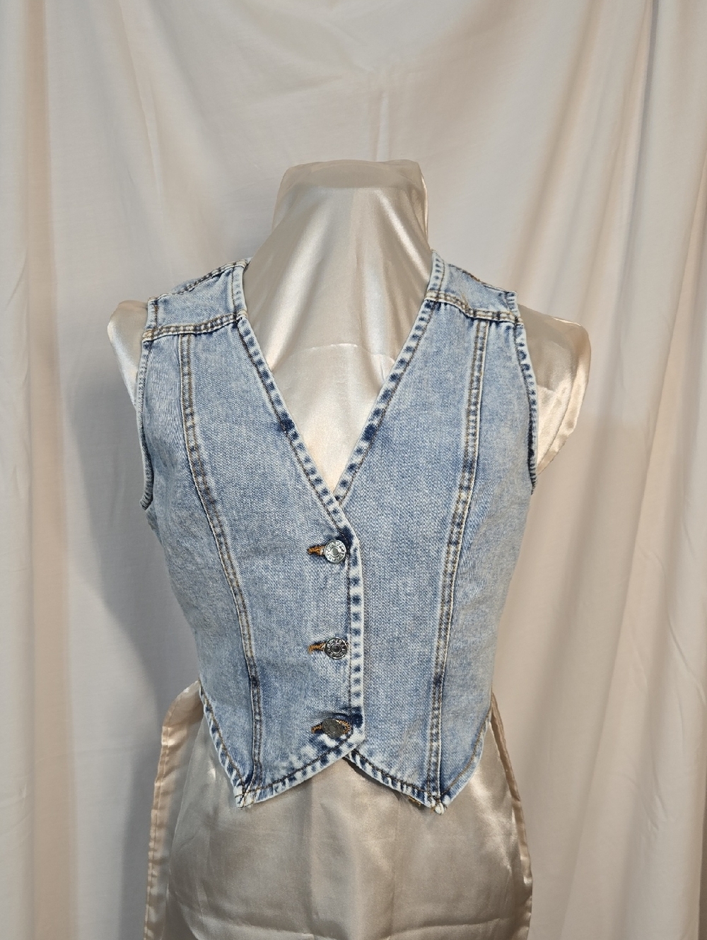 Light Wash Denim Vest - Blue